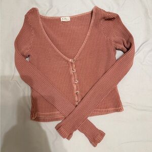 Billabong Mauve Button-Down Ribbed Top